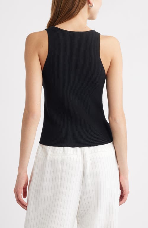 Open Edit Sculpt V-neck Tank In Black