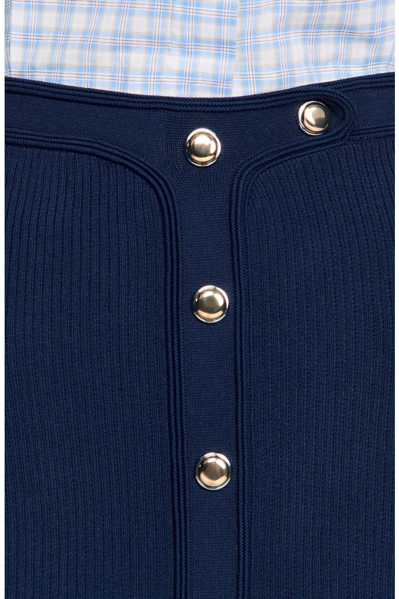 Short ribbed skirt with press studs, Alternate, color, Navy blue