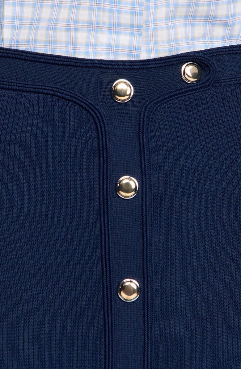SANDRO Short ribbed skirt with press studs, Alternate, color, Navy Blue
