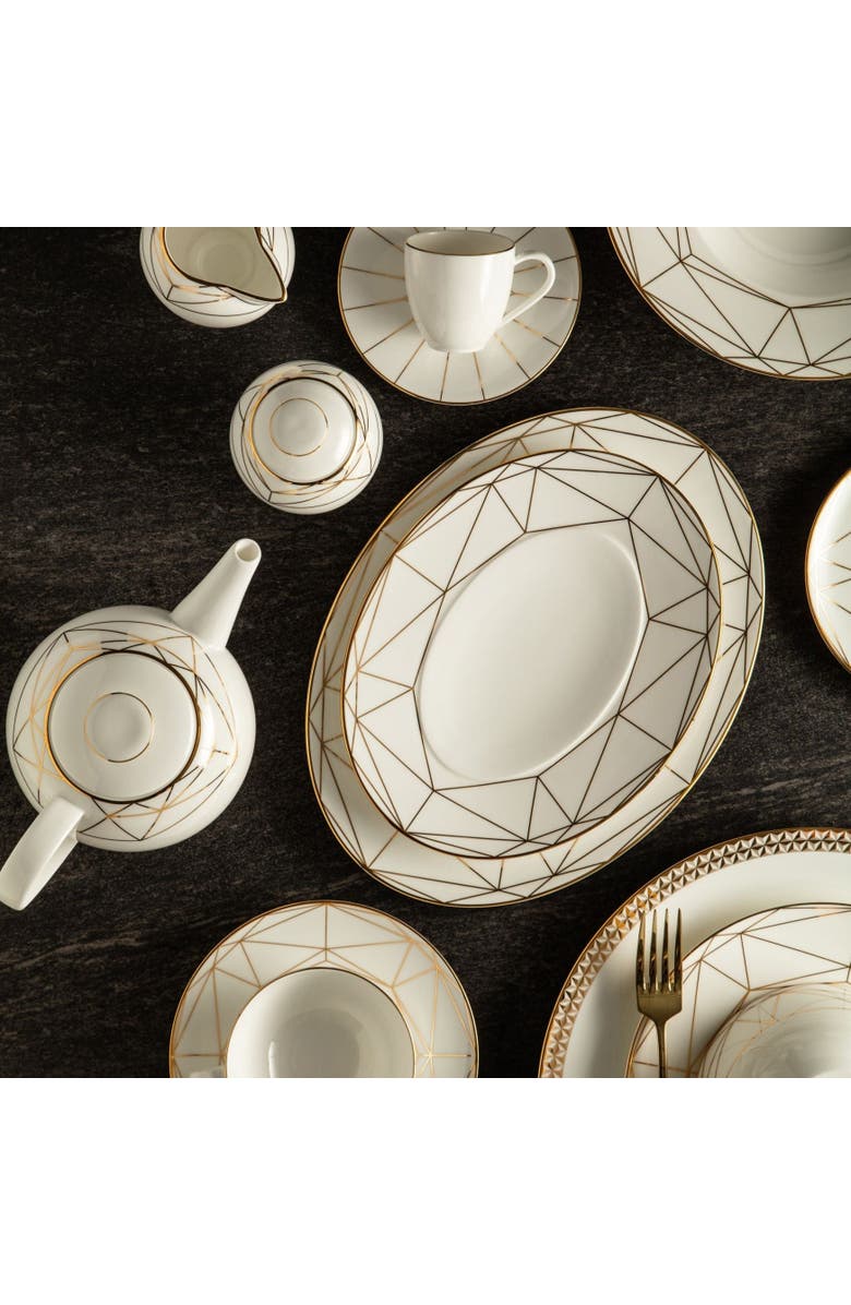 Prouna Gem Cut Gold 16 Inch Oval Platter, Alternate, color, White