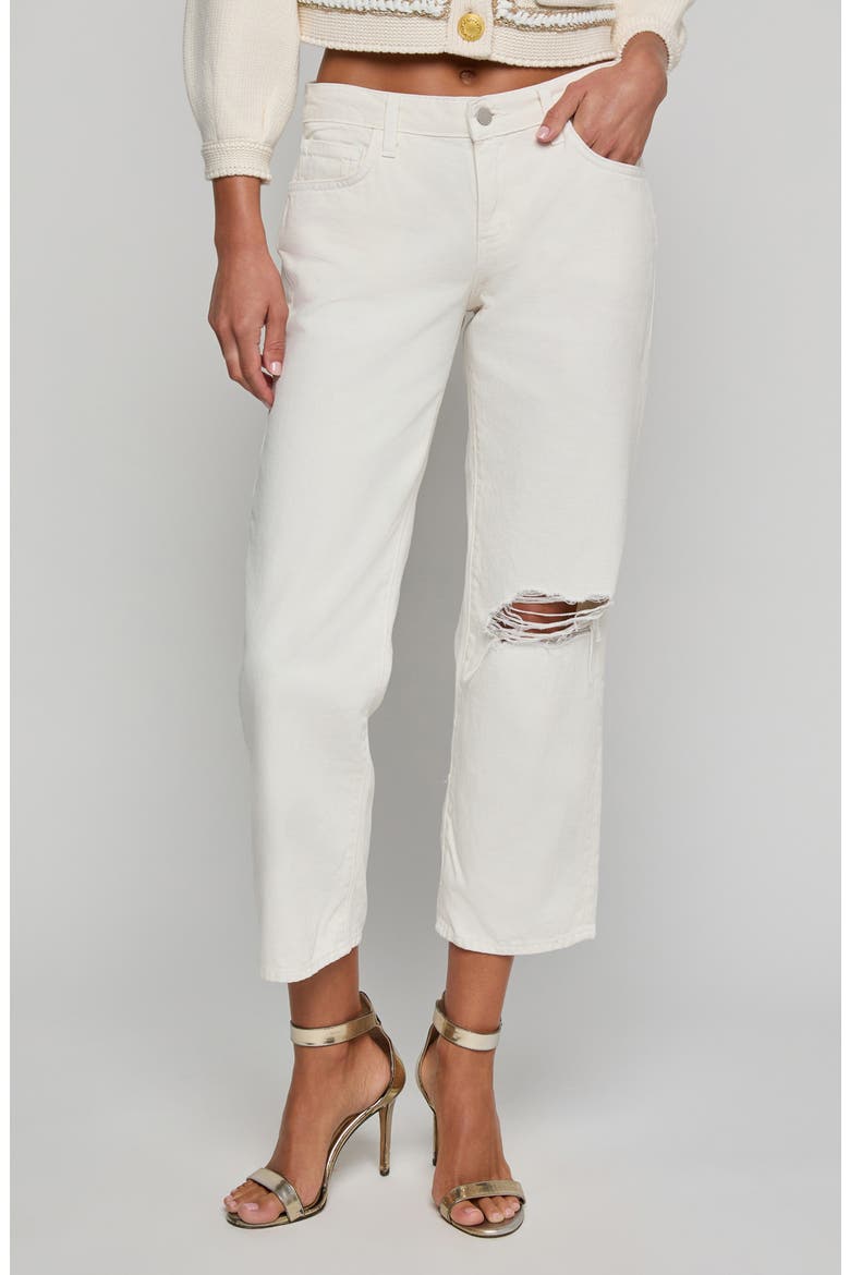 Blaine Low Rise Crop Stovepipe Jeans, Main, color, LIGHT ECRU DEST