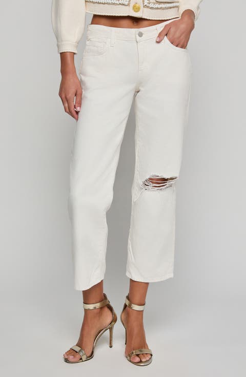 Blaine Low Rise Crop Stovepipe Jeans (Light Ecru Dest)