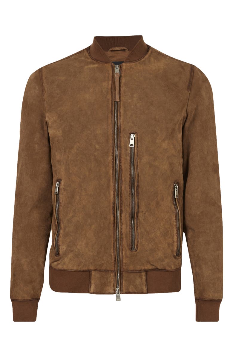 AllSaints Bergen Suede Bomber Jacket, Alternate, color,