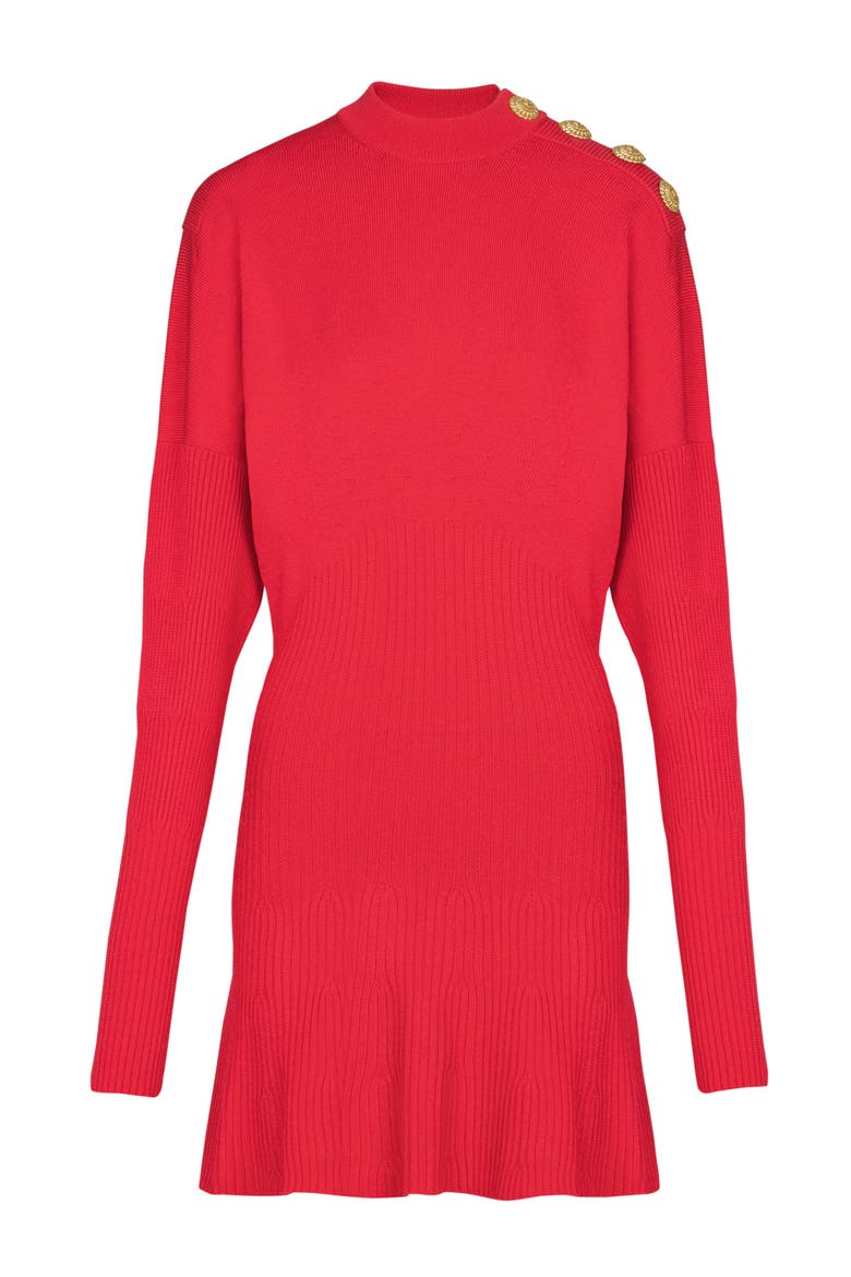 Flared knit short dress, Alternate, color, pink