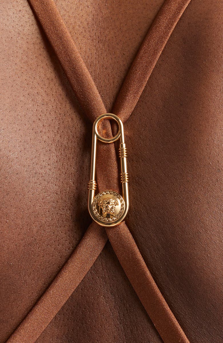 Versace Safety Pin One-Piece Swimsuit, Alternate, color,