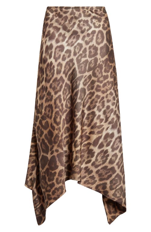Stella Mccartney Leopard Print Handkerchief Hem Midi Skirt In Multicolor Brown