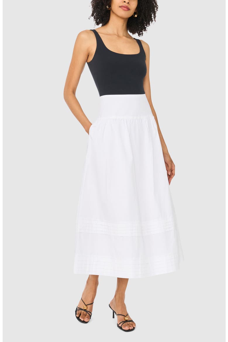 A-Line Cotton Midi Skirt, Alternate, color, ULTRA WHITE
