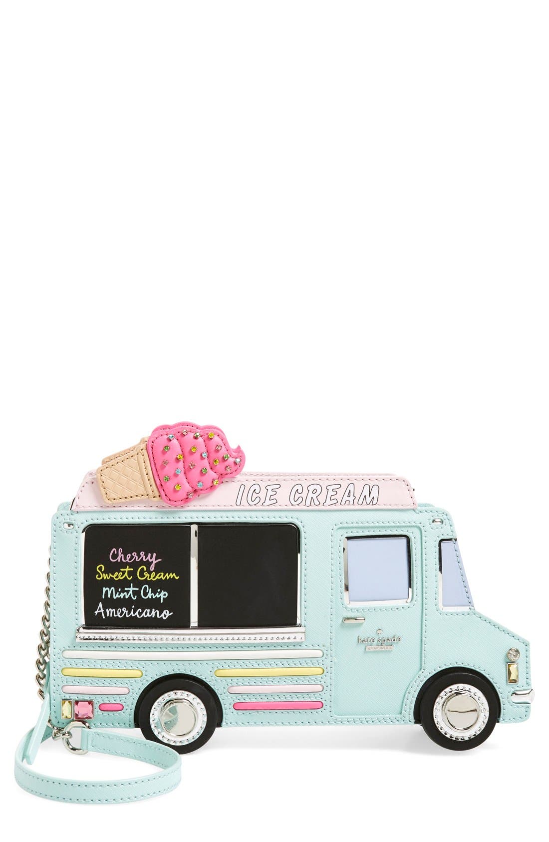 'ice cream truck' leather shoulder bag, Main, color, MULTI