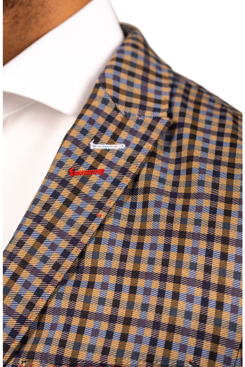 Gingham Unconstructed Knit Blazer, Alternate, color, BROWN/  YELLOW