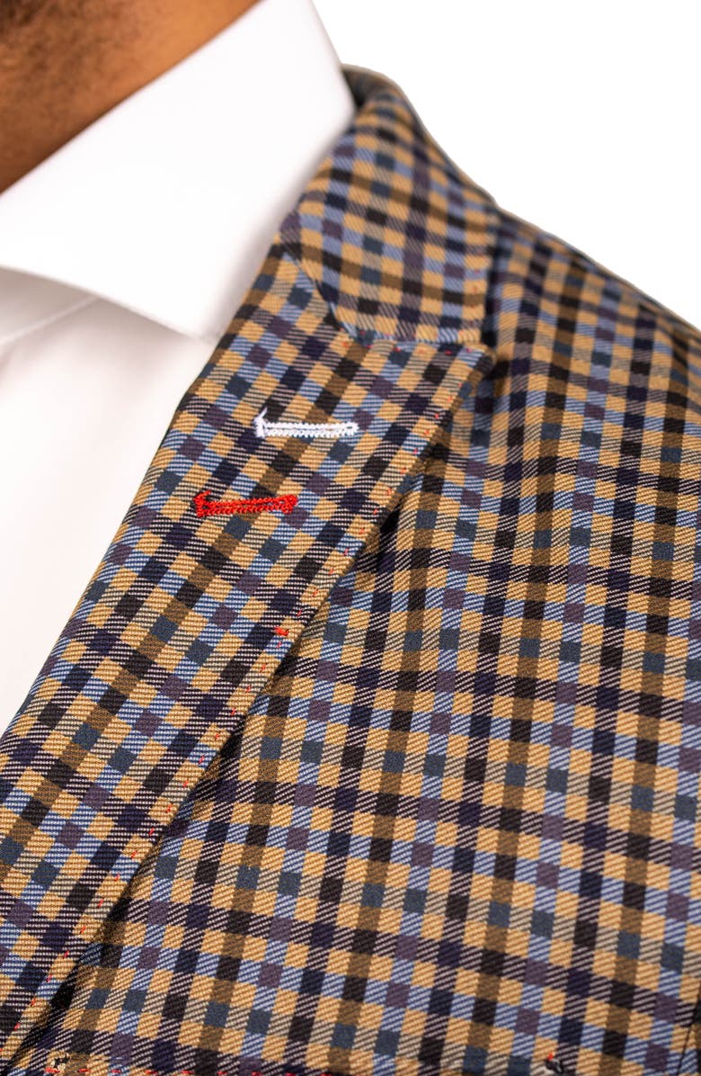 Maceoo Gingham Unconstructed Knit Blazer, Alternate, color, Brown/ Yellow