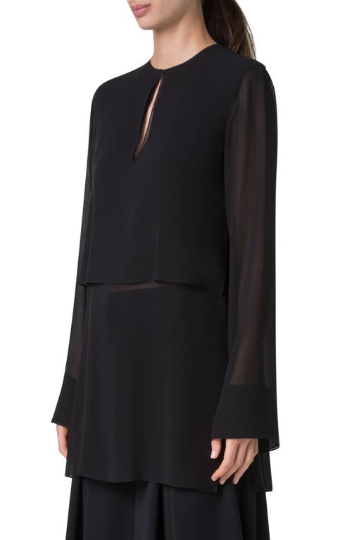 Shop Akris Layered Crepe & Georgette Silk Tunic In Black