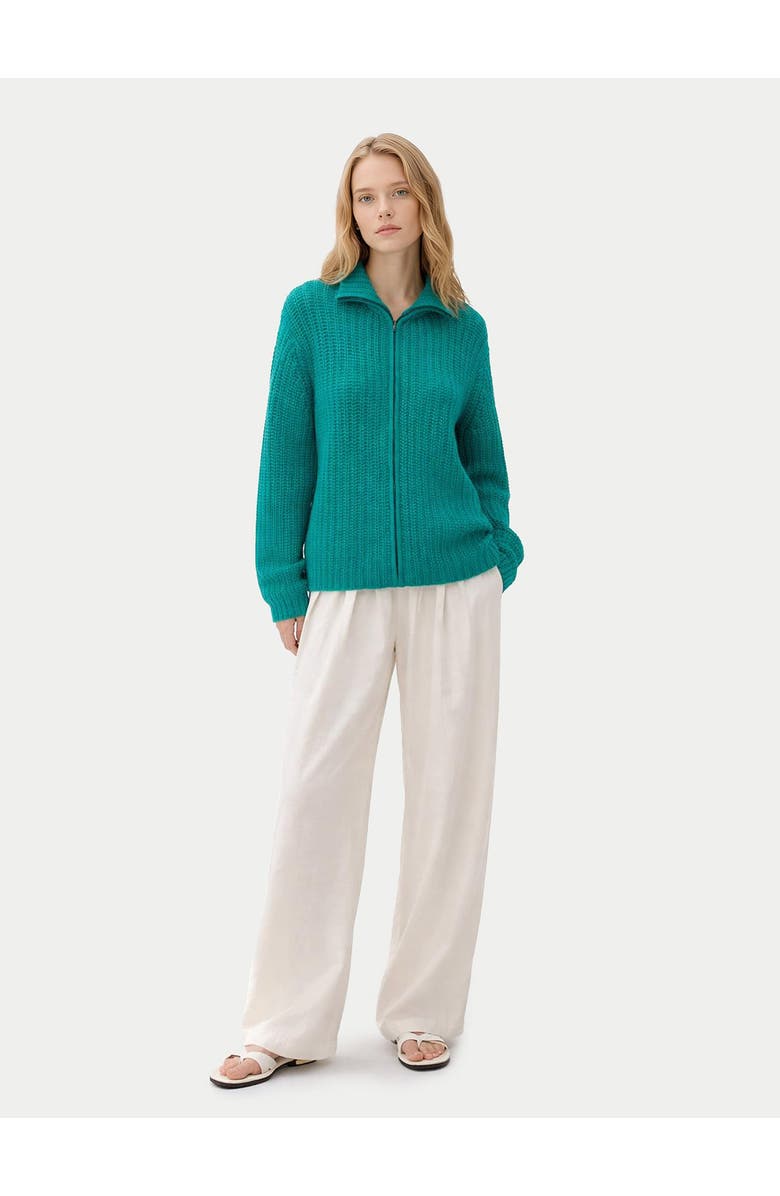 GOBI Mongolian Cashmere Chunky Cashmere Cardigan with Zipper, Alternate, color, Dynasty Green