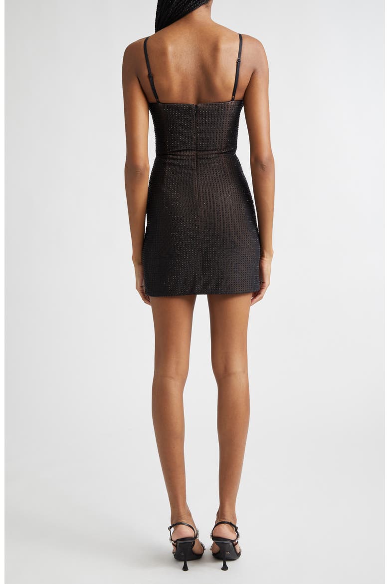 Crystal Hotfix Mesh Minidress, Alternate, color, BLACK