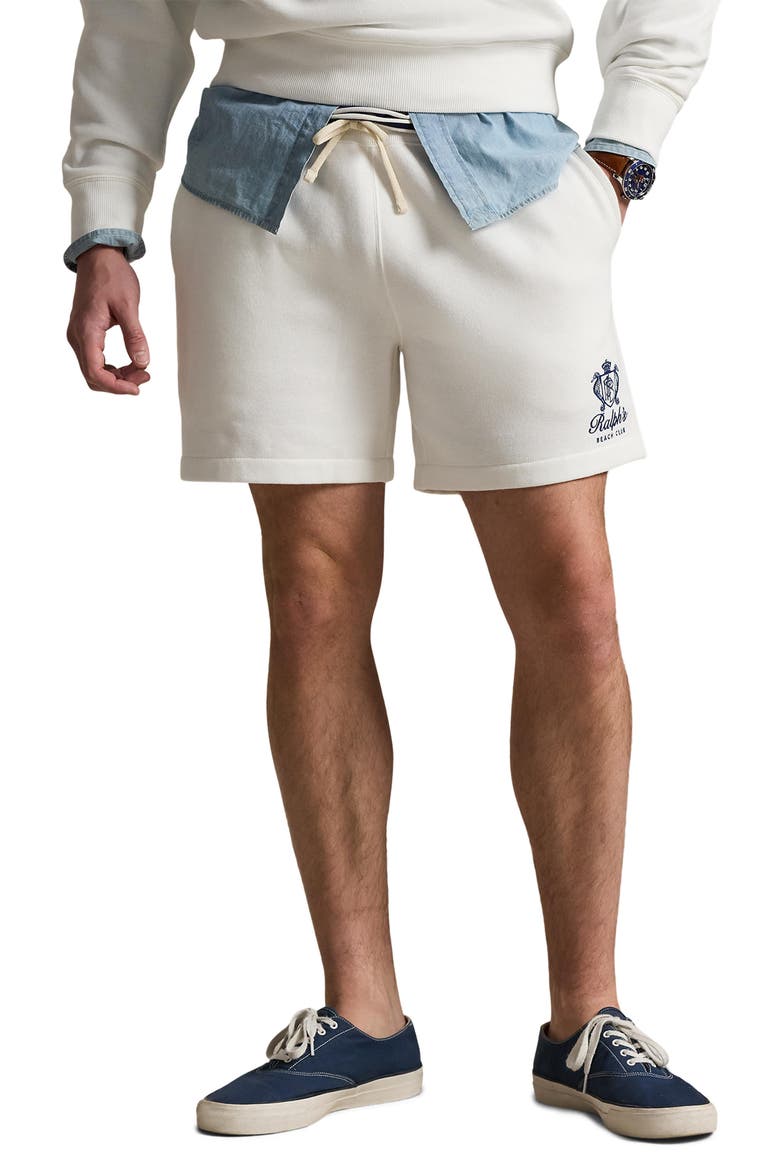Relaxed Fit 6-Inch Fleece Drawstring Shorts, Main, color, WHITE