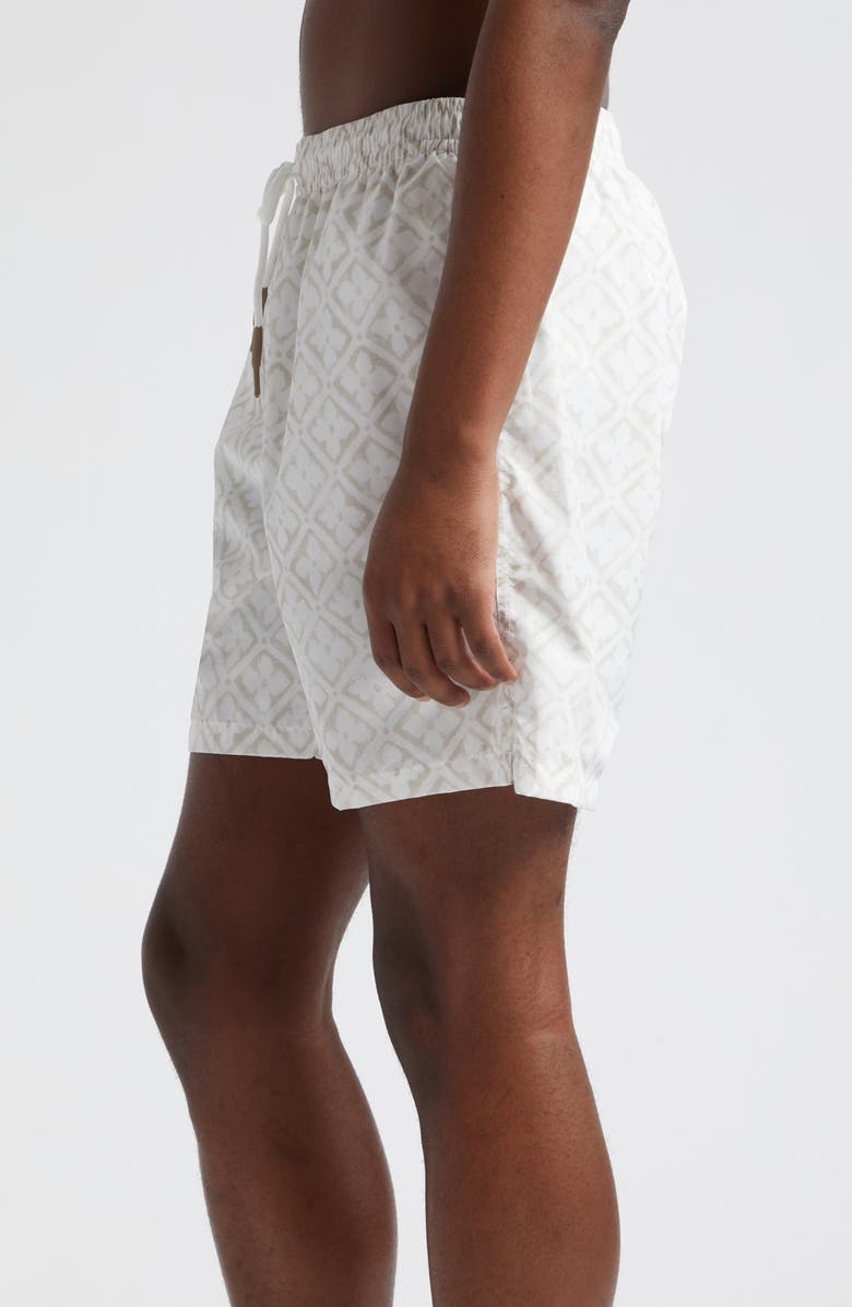 Eleventy Tile Print Drawstring Swim Trunks, Alternate, color, Sand