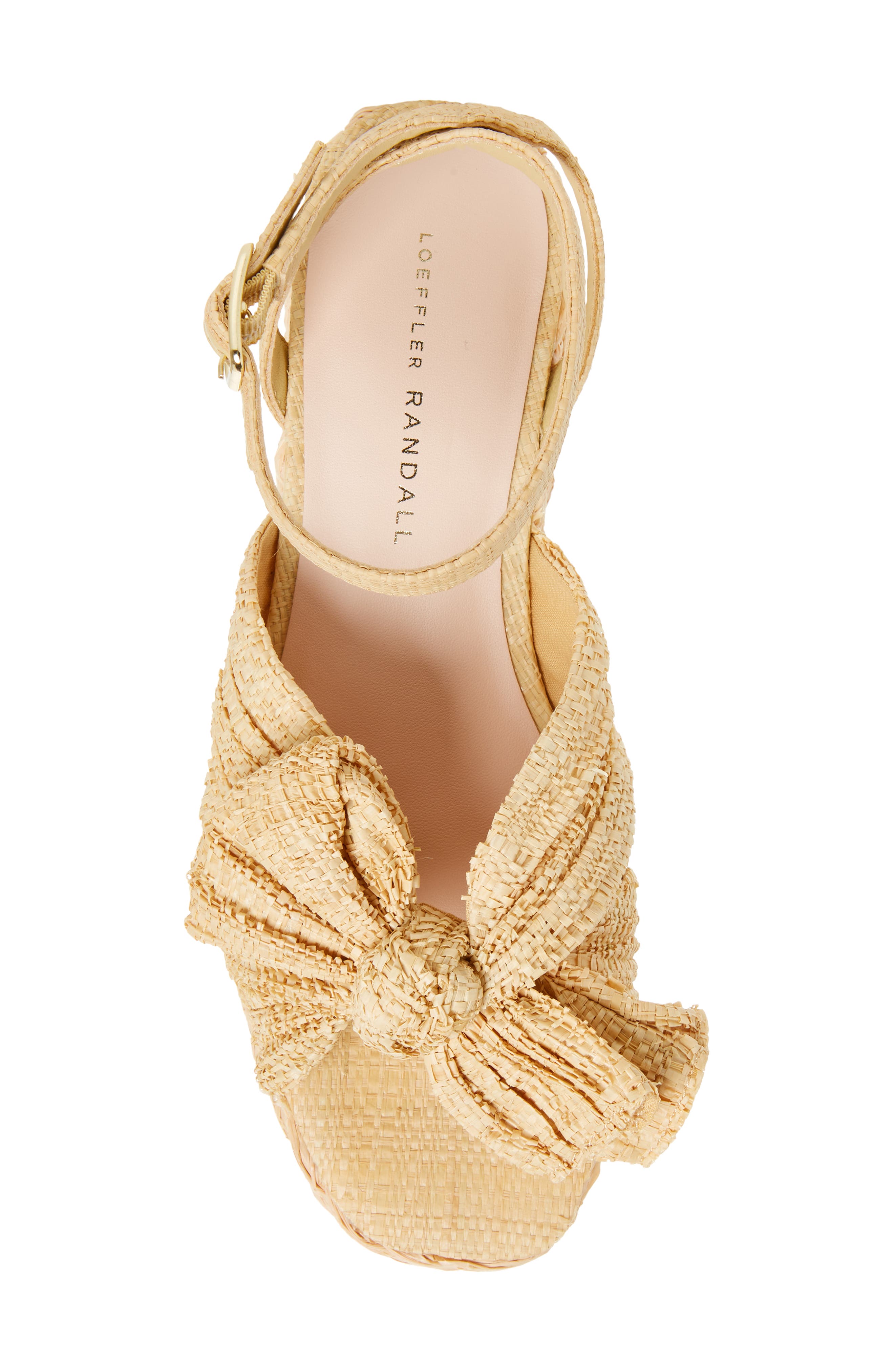 Gaby Pleated Bow Braided Raffia Platform Sandal, Alternate, color, NATURAL