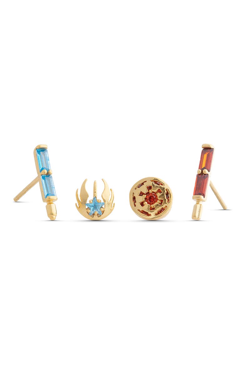 Star Wars™ Choose Your Side Set of 4 Mismatched Stud Earrings, Main, color, GOLD
