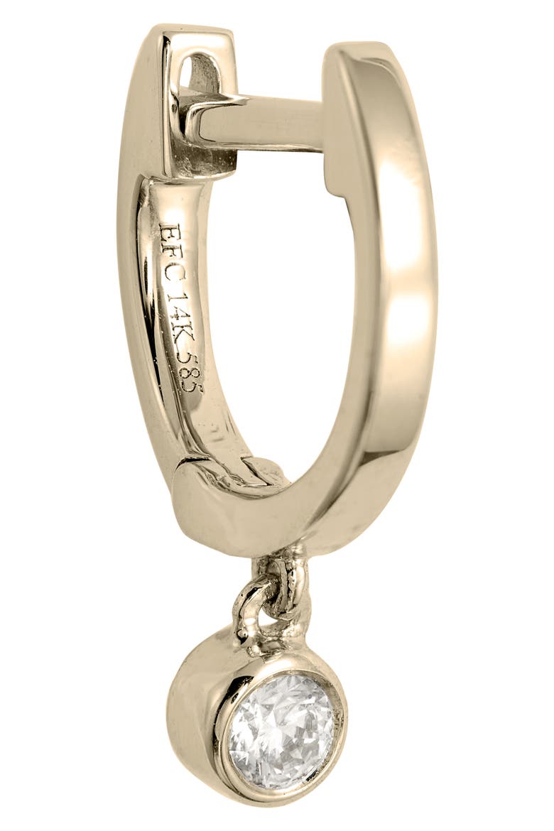 Bezel Diamond Huggie Hoop Earrings, Alternate, color, YELLOW GOLD/ DIAMOND