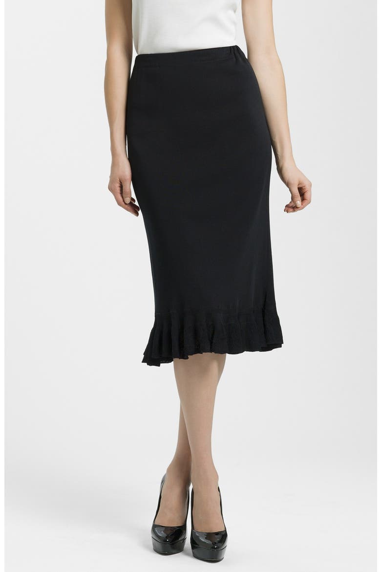 Ruffle Hem Knit Midi Skirt, Main, color, BLACK