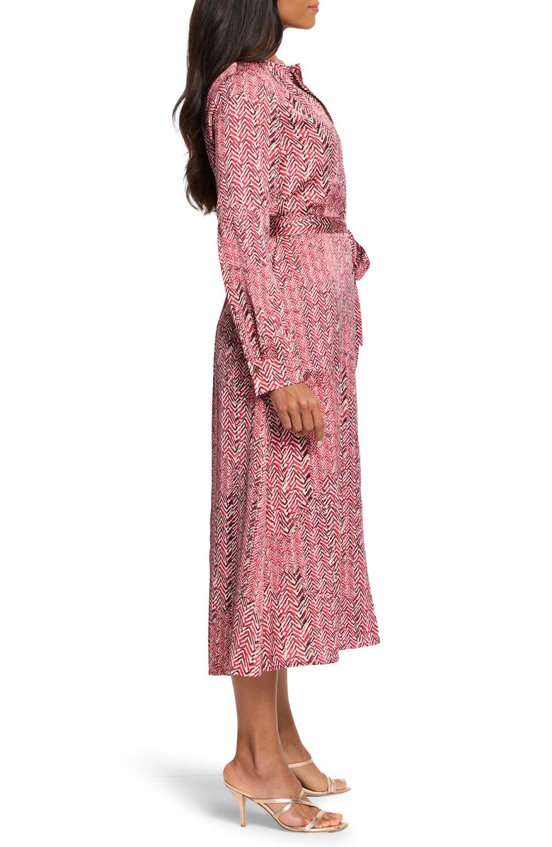 NIC+ZOE Loren Herringbone Print Shirtdress, Alternate, color, Red Multi