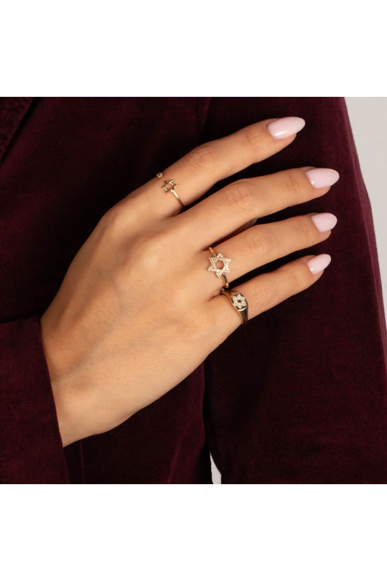 Diamond Bezel X Star Of David Open Ring 14K, Alternate, color, 14K Gold