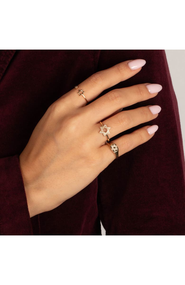 BY ADINA EDEN Diamond Bezel X Star Of David Open Ring 14K, Alternate, color, 14K Gold