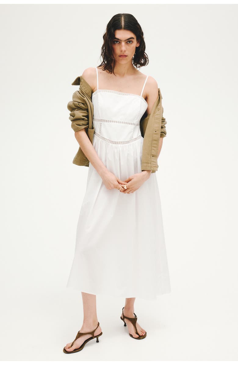 H&M Cotton dress with tie-top shoulder straps, Alternate, color, White