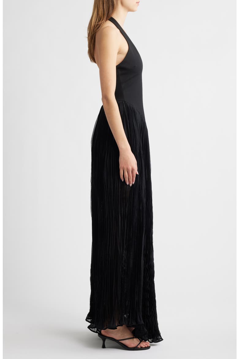 Rowena Halter Dress, Alternate, color, BLACK