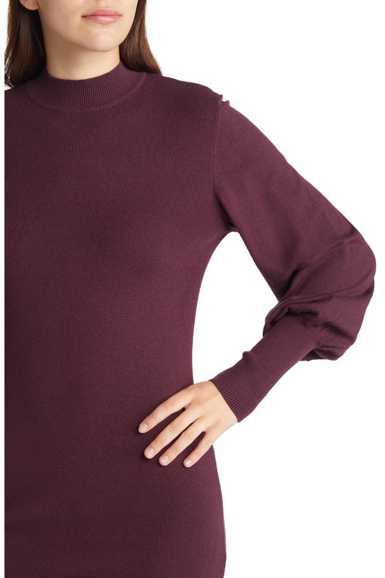 Holly Karris Blouson Sleeve Sweater Dress, Alternate, color, WINETASTING