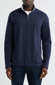 Johnston & Murphy Icon Reversible Cotton Blend Quarter Zip Pullover