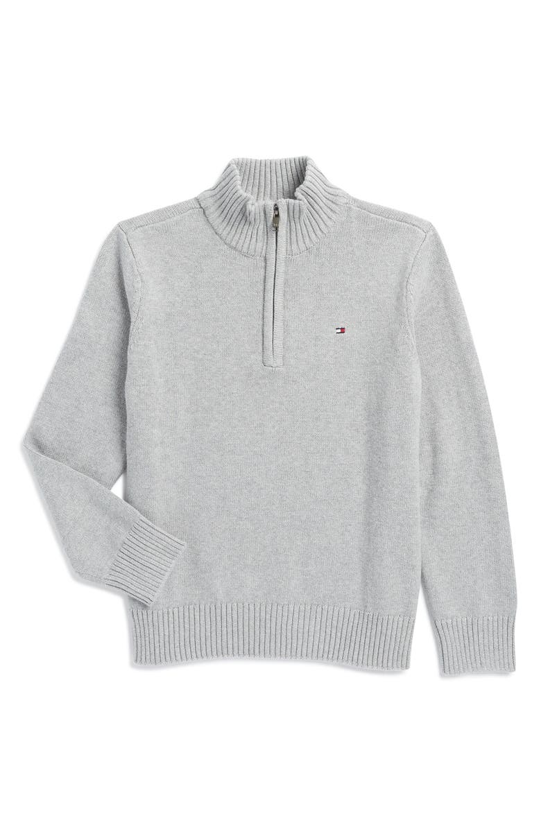 Tommy Hilfiger Kids' Quarter Zip Cotton Sweater, Main, color, 