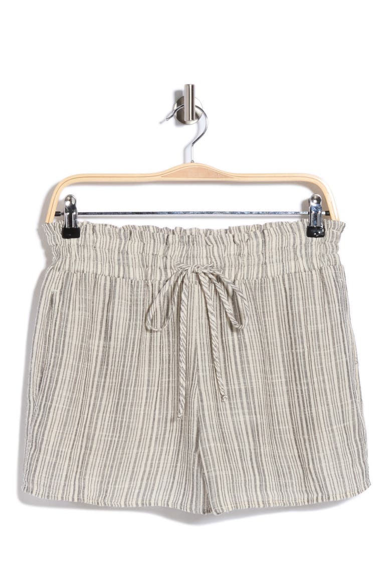 Ruffle Edge Stripe Shorts, Main, color, EZE SLUB STRIPE