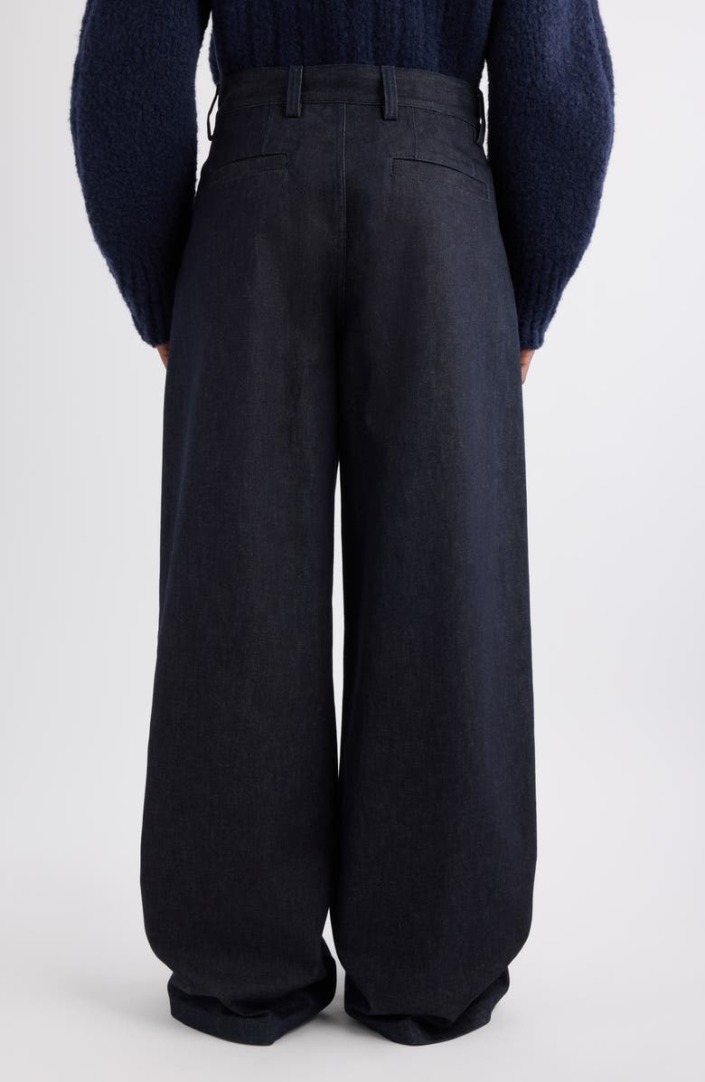 Dries Van Noten Pennined Foldover Waist Wide Leg Jeans, Alternate, color, Indigo