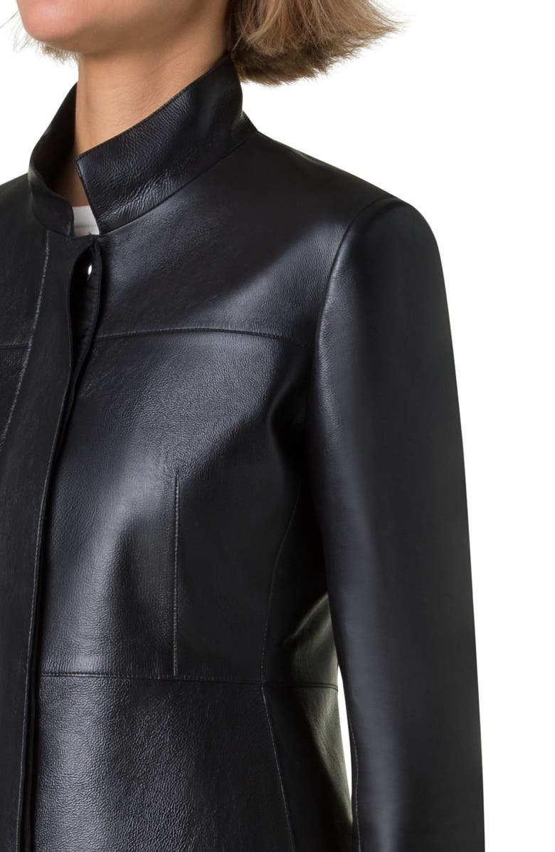 Akris Tino Lambskin Leather Crop Jacket, Alternate, color, 