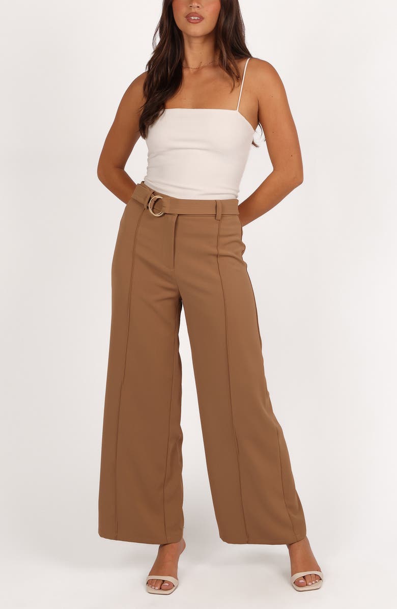 Petal & Pup Elaine O-Ring Belted Wide Leg Pants, Alternate, color, Mocha