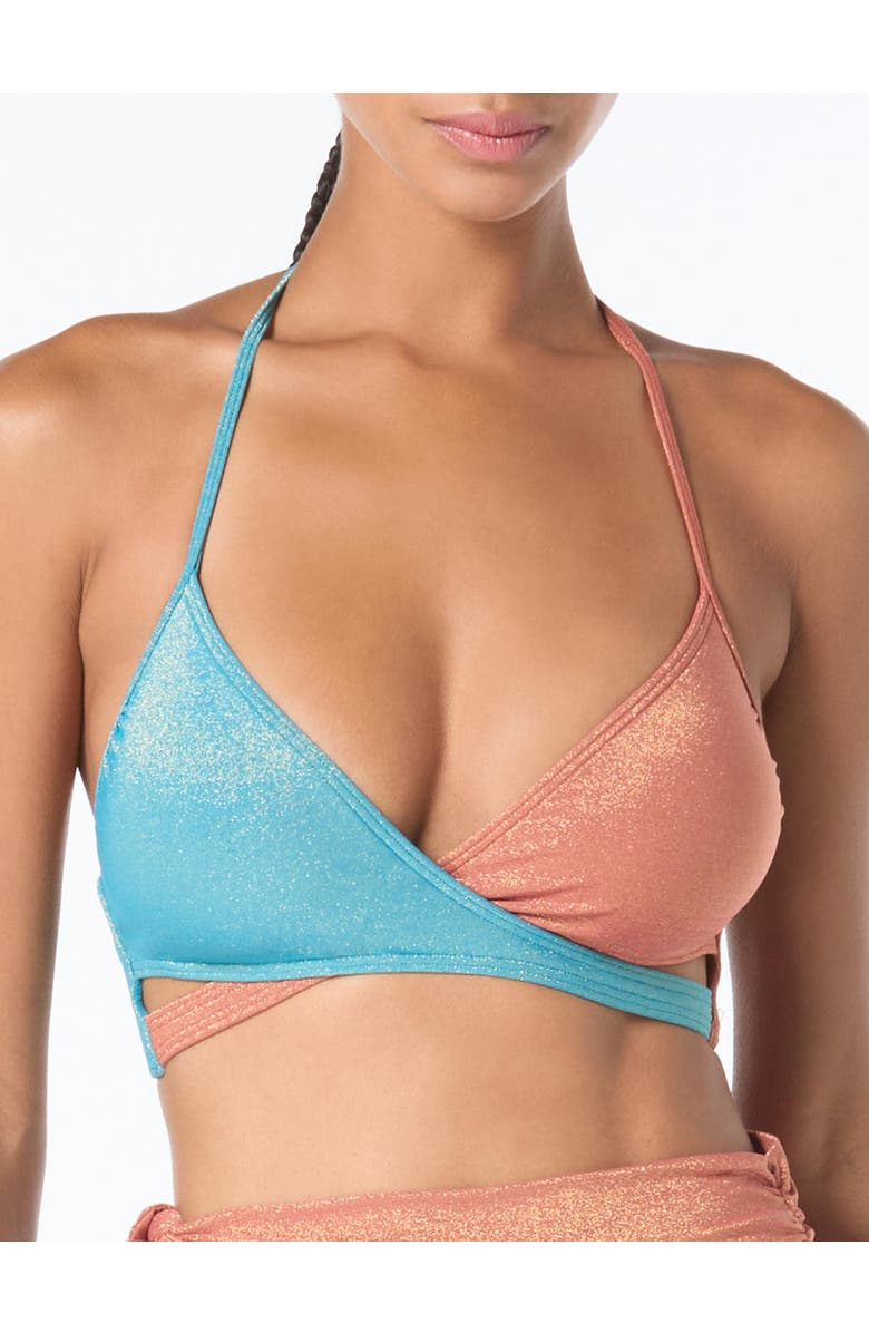 Vince Camuto Wrap Front Bra Swim Top, Alternate, color, Zenith