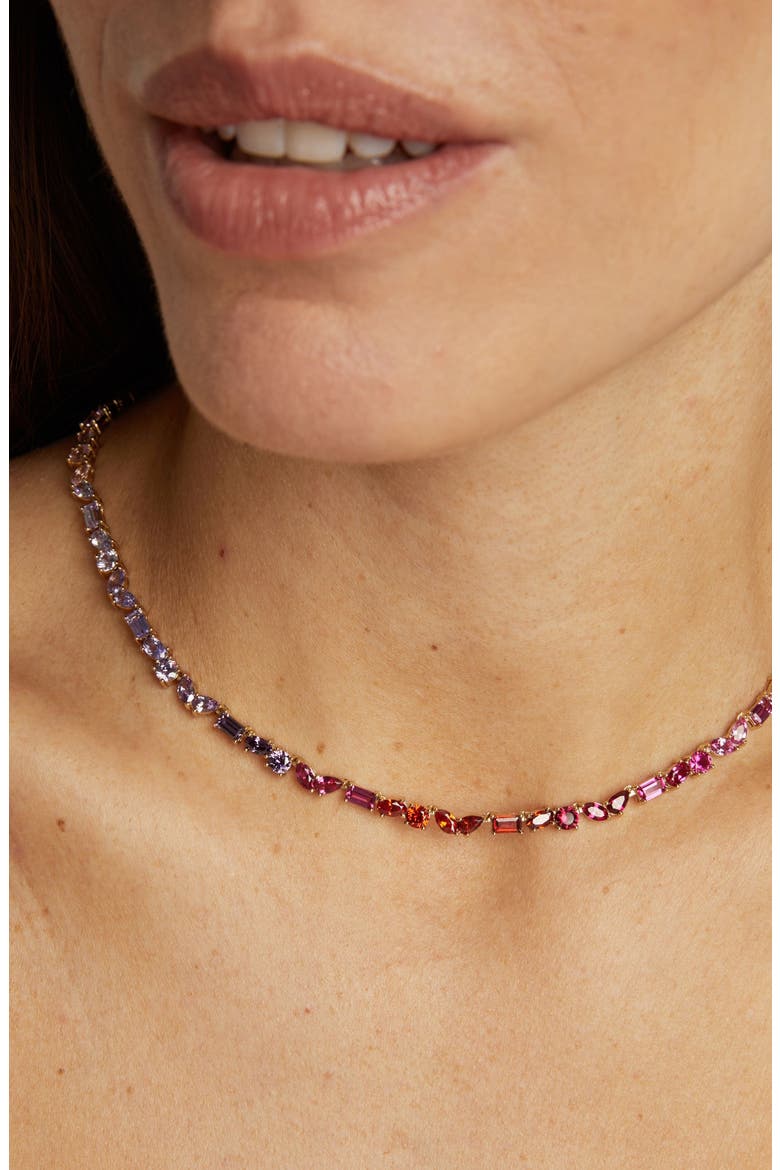 Mixed Shape Tennis Necklace, Alternate, color, Yellow