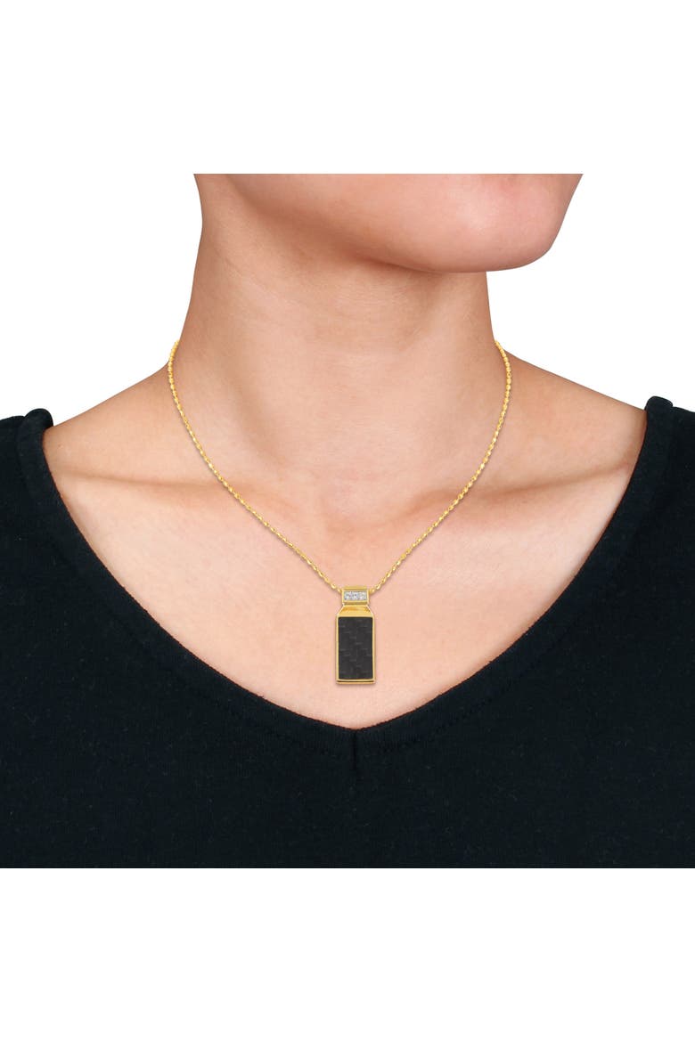 Carbon Fiber Lab-Created White Sapphire Necklace, Alternate, color, Yellow-Plated Sterling Silver