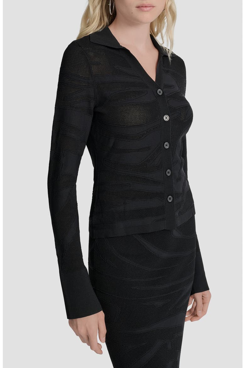 Zebra Stripe Cardigan, Alternate, color, BLACK