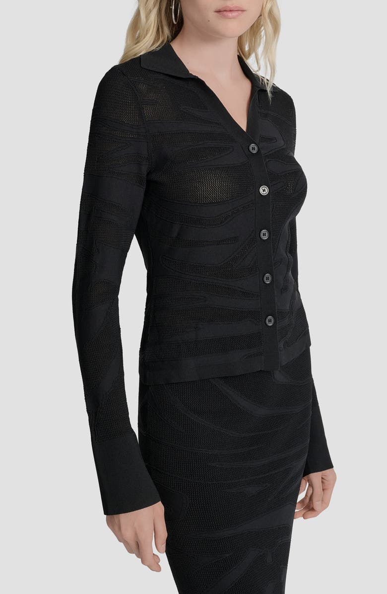 DKNY Zebra Stripe Cardigan, Alternate, color, Black