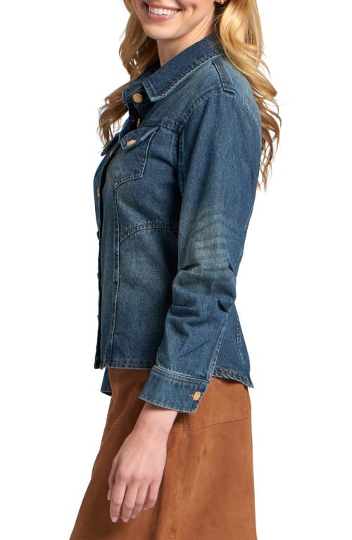 Apny Scrunch Sleeve Denim Jacket In Blue