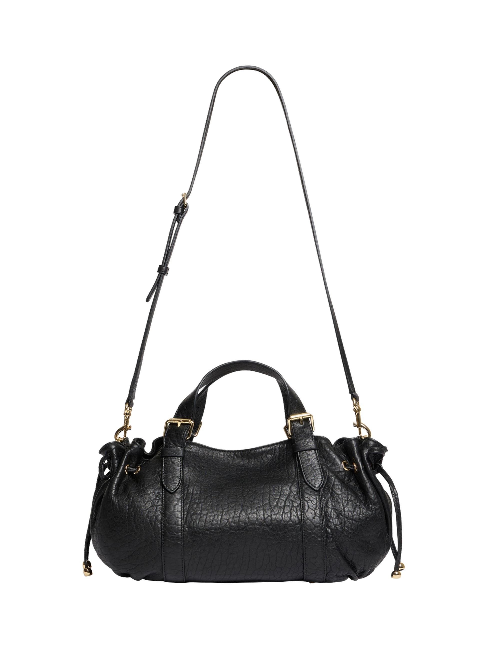 18h Top Handle Leather Shoulder Bag, Alternate, color, Black