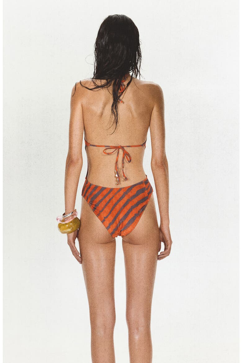 Animal Print Halter One-Piece Swimsuit, Alternate, color, ORANGE