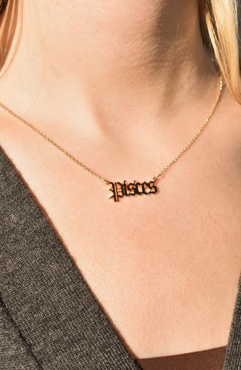 THE SIS KISS Zodiac Pendant Necklace, Alternate, color, Gold - Pisces
