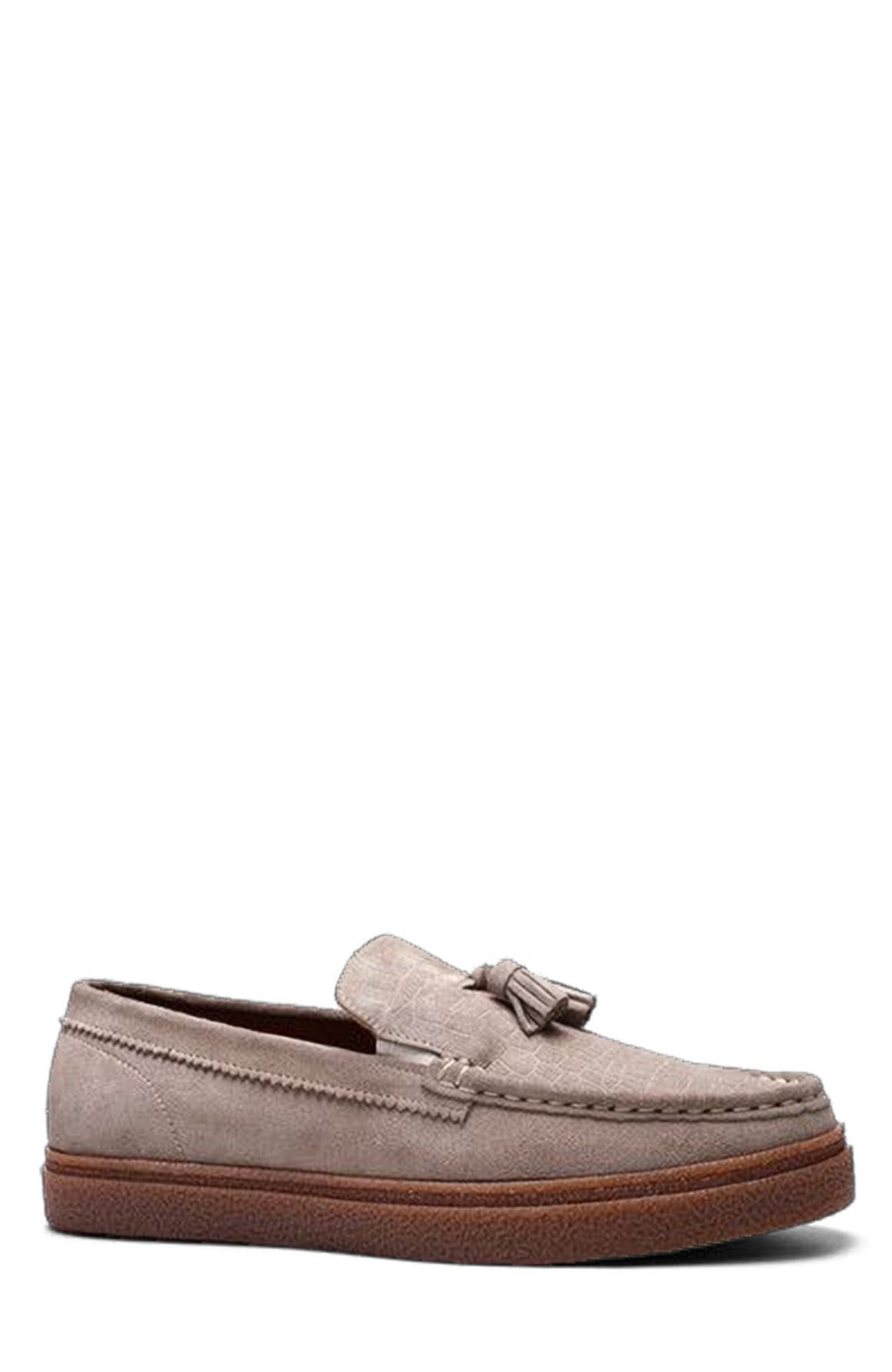 CARLOS SANTANA Baez Tassel Sneaker, Main, color, Earth Grey Suede