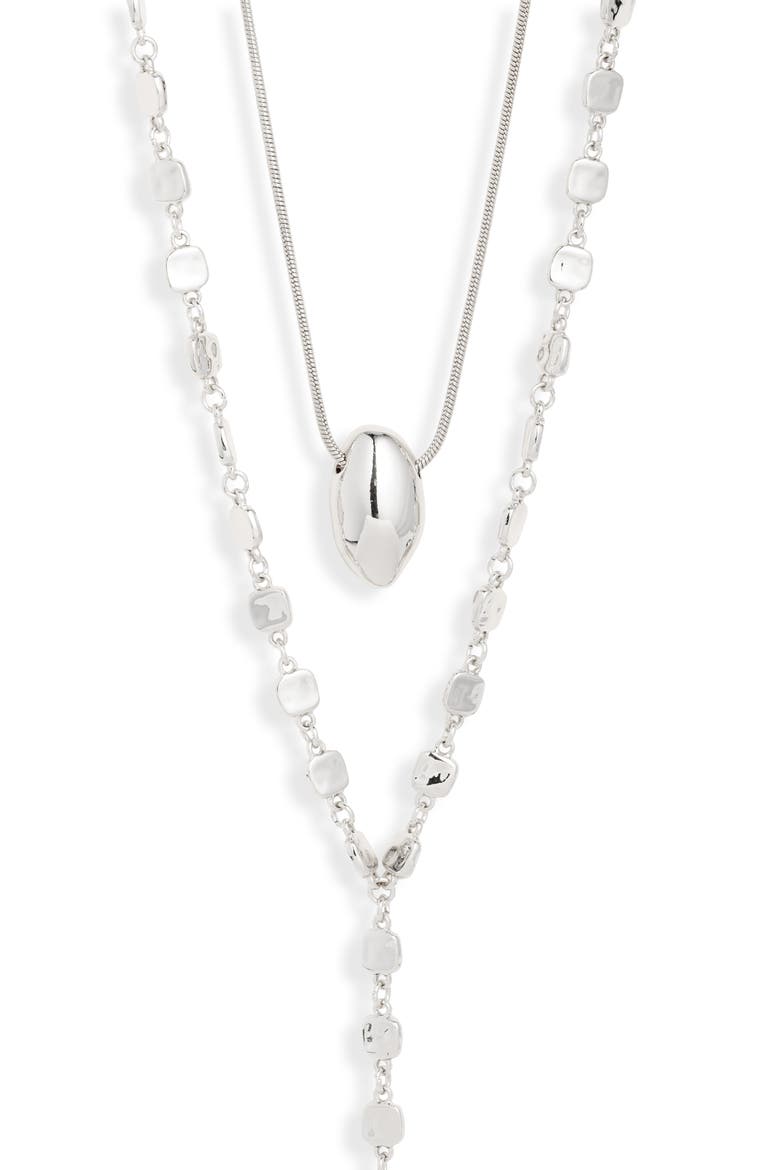 Set of 2 Orb & Y-Necklaces, Main, color, SILVER
