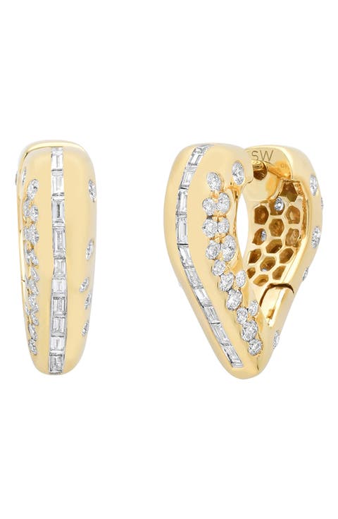 Papua Gold Diamond Small Heart Hoop Earrings