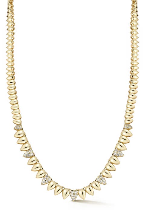 Rhodium Plated Cubic Zirconia Teardrop Tennis Necklace