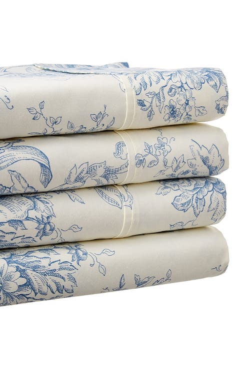 Toile Print 400 Thread Count Cotton Sheet Set