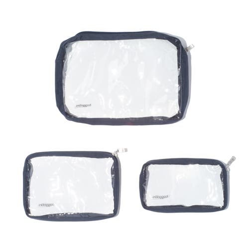 Baggallini Clear Travel Pouches 3 Piece Set In Blue
